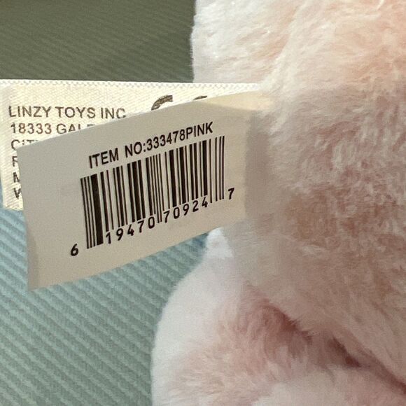 Linzy Baby Pink My First Bear Rattle Plush Toy Embroidered Stuffed Animal 15” - Picture 11 of 13